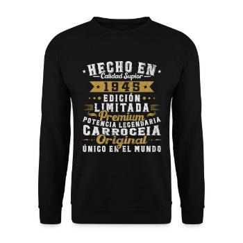 Fabriqué en 1945 80 ans d’anniversaire - Sweat-shirt Unisexe - noir - Devant - Alina (178cm) & Michal (187cm)