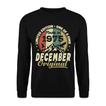 Vintage Retro Jubiläumsgeschenk - Dezember 1975 - Unisex Pullover - Schwarz - Vorne - Alina (178cm) & Michal (187cm)