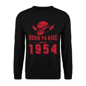 Born To Ride Since 1954 Biker Geschenk - Unisex Pullover - Schwarz - Vorne - Alina (178cm) & Michal (187cm)