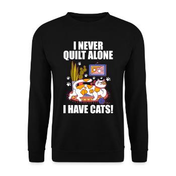 I never quilt alone. I have cats! - Unisex Sweatshirt - black - Front - Alina (178cm) & Michal (187cm)