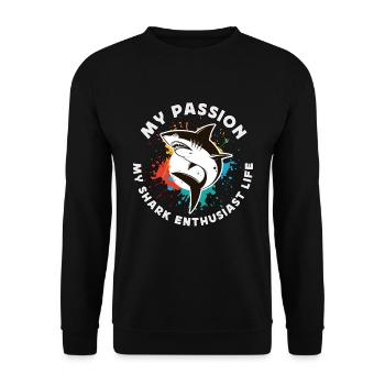 Shark Enthusiast My Passion My Marine Biologist - Unisex Sweatshirt - black - Front - Alina (178cm) & Michal (187cm)