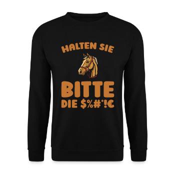 Cheval Equestre S’il vous plaît, gardez la bouche fermée - Sweat-shirt Unisexe - noir - Devant - Alina (178cm) & Michal (187cm)