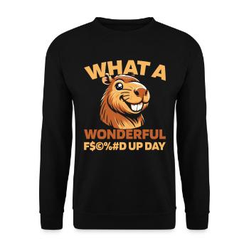 Capybara Wasserschwein Fucked Up Day - Unisex Sweatshirt - black - Front - Alina (178cm) & Michal (187cm)