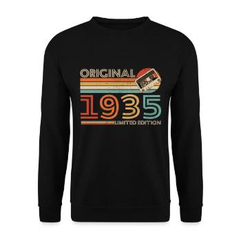 Original 1935 Vintage Retro Cadeau D’anniversaire - Sweat-shirt Unisexe - noir - Devant - Alina (178cm) & Michal (187cm)