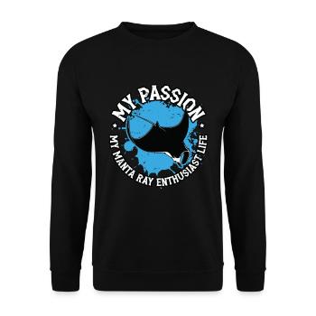Passionné de raies manta, ma passion, ma biologie marine - Sweat-shirt Unisexe - noir - Devant - Alina (178cm) & Michal (187cm)