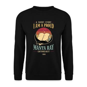 Passionné de raies manta Une petite histoire Je suis nageur - Sweat-shirt Unisexe - noir - Devant - Alina (178cm) & Michal (187cm)