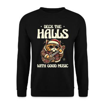 Schmücke Hallen guter Musik, Weihnachtsdekoration - Unisex Pullover - Schwarz - Vorne - Alina (178cm) & Michal (187cm)