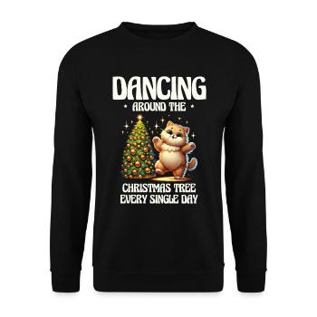 Jeden Feiertag um den Weihnachtsbaum tanzen - Unisex Pullover - Schwarz - Vorne - Alina (178cm) & Michal (187cm)