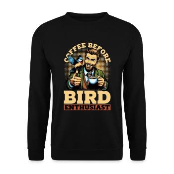 Bird Enthusiast Coffee Ornithologist Coffee Lover - Unisex Sweatshirt - black - Front - Alina (178cm) & Michal (187cm)