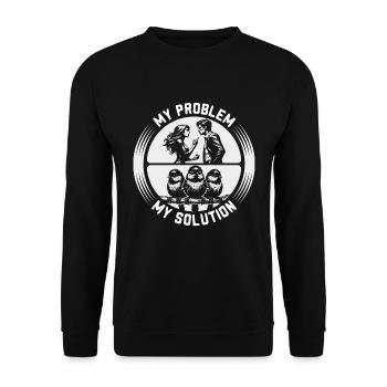 Passionné d’oiseaux Mon problème Mon pictogramme Papa Maman - Sweat-shirt Unisexe - noir - Devant - Alina (178cm) & Michal (187cm)