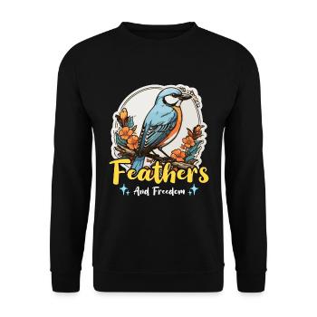 Bird Enthusiast Feathers And Freedom Ornithologist - Unisex Pullover - Schwarz - Vorne - Alina (178cm) & Michal (187cm)