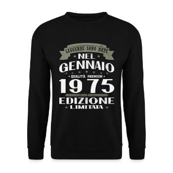 Janvier 1975 Vintage Cadeau d’anniversaire - Sweat-shirt Unisexe - noir - Devant - Alina (178cm) & Michal (187cm)