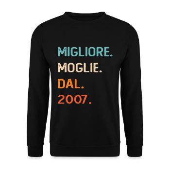 Meilleure épouse depuis 2007 18 ans Regalo Donna - Sweat-shirt Unisexe - noir - Devant - Alina (178cm) & Michal (187cm)