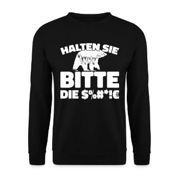 Bear Brown Bear Please keep your mouth shut - Unisex Sweatshirt - black - Front - Alina (178cm) & Michal (187cm)