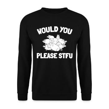 Schwein Schweinebauer Stfu - Unisex Pullover - Schwarz - Vorne - Alina (178cm) & Michal (187cm)