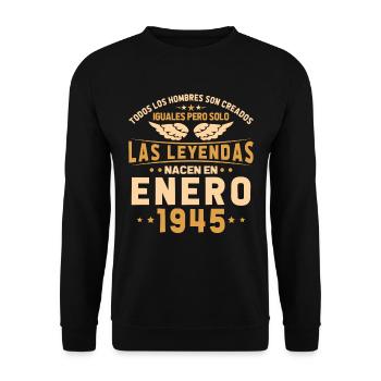 Janvier 1945 Vintage Cadeaux d’anniversaire - Sweat-shirt Unisexe - noir - Devant - Alina (178cm) & Michal (187cm)