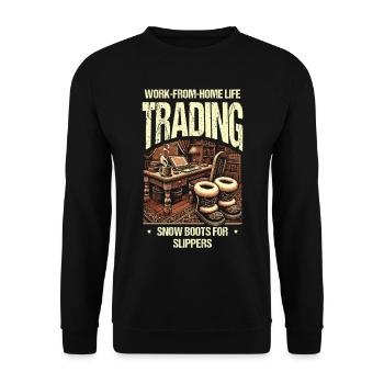 Work From Home Life Swap Snow Boots Slipper - Unisex Sweatshirt - black - Front - Alina (178cm) & Michal (187cm)