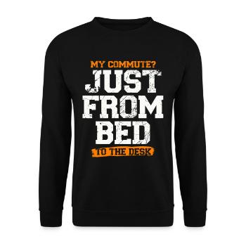 My way from bed to desk remote work fun - Unisex Sweatshirt - black - Front - Alina (178cm) & Michal (187cm)