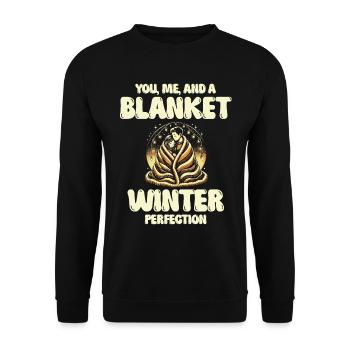 You, Me and Blanket, Winter Perfection, Love, Winter - Unisex Sweatshirt - black - Front - Alina (178cm) & Michal (187cm)