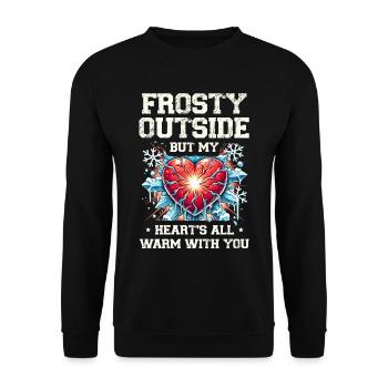 Frostig draußen, aber mein Herz ganz warm mit dir - Unisex Pullover - Schwarz - Vorne - Alina (178cm) & Michal (187cm)