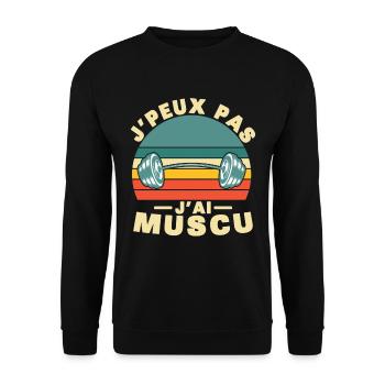 I Can't I Have Muscle, Vintage Humor Gift Idea - Unisex Sweatshirt - black - Front - Alina (178cm) & Michal (187cm)