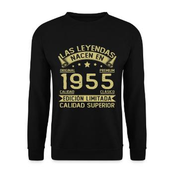 Die Legenden werden 1955 geboren Jahrgang 70. Geburtstag - Unisex Pullover - Schwarz - Vorne - Alina (178cm) & Michal (187cm)