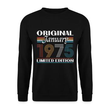 Vintage January 1975 50 Year Anniversary Gift - Unisex Sweatshirt - black - Front - Alina (178cm) & Michal (187cm)