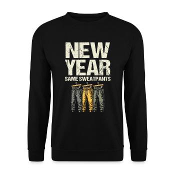 Neujahrs-Same-Jogginghose, Humor-Neujahrsstimmung - Unisex Pullover - Schwarz - Vorne - Alina (178cm) & Michal (187cm)
