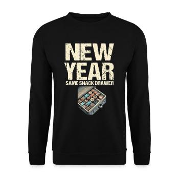 Nouvel An Même tiroir à collations, Nouvel An - Sweat-shirt Unisexe - noir - Devant - Alina (178cm) & Michal (187cm)