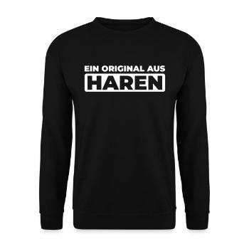 Deutsche Stadt Haren Ems Niedersachsen - Unisex Pullover - Schwarz - Vorne - Alina (178cm) & Michal (187cm)