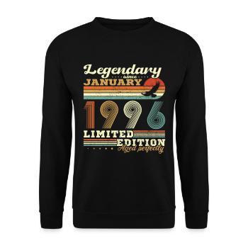 Birthday Gift Born In January 1996 - Unisex Sweatshirt - black - Front - Alina (178cm) & Michal (187cm)