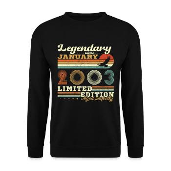 Janvier 2003 Retro Vintage Anniversaire Cadeau - Sweat-shirt Unisexe - noir - Devant - Alina (178cm) & Michal (187cm)