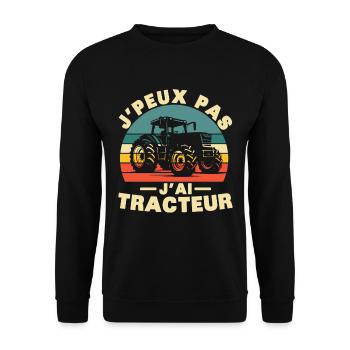 I can't I have Tractor Humor gift - Unisex Sweatshirt - black - Front - Alina (178cm) & Michal (187cm)