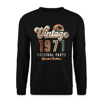 Millésime 1971 Anniversaire Rétro - Sweat-shirt Unisexe - noir - Devant - Alina (178cm) & Michal (187cm)