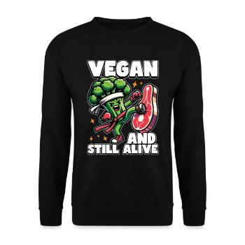 Vegetarian Vegan And Still Alive Animal Welfare - Unisex Pullover - Schwarz - Vorne - Alina (178cm) & Michal (187cm)