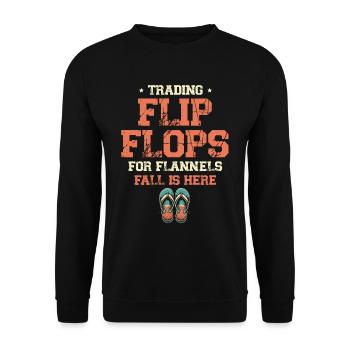 Handel Flip Flops Für Flanell, Herbst Ist Hier - Unisex Pullover - Schwarz - Vorne - Alina (178cm) & Michal (187cm)