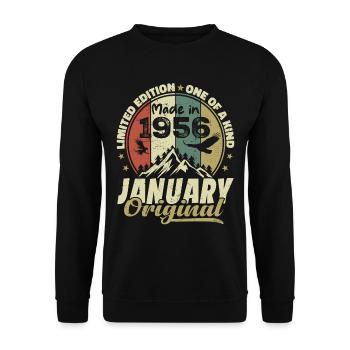 Geburtstag Januar 1956 - Original Januar 1956 - Unisex Pullover - Schwarz - Vorne - Alina (178cm) & Michal (187cm)