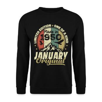 Anniversaire Janvier 1950 - Original Janvier 1950 - Sweat-shirt Unisexe - noir - Devant - Alina (178cm) & Michal (187cm)