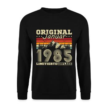 40 ans Né en janvier 1985 - Sweat-shirt Unisexe - noir - Devant - Alina (178cm) & Michal (187cm)