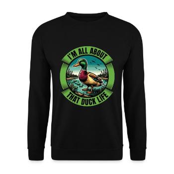 Mallard Duck I'm All About That Duck Water Bird - Unisex Sweatshirt - black - Front - Alina (178cm) & Michal (187cm)