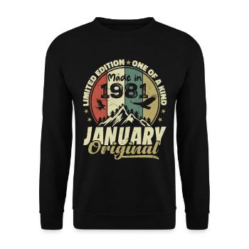 Geburtstag Januar 1981 - Original Januar 1981 - Unisex Pullover - Schwarz - Vorne - Alina (178cm) & Michal (187cm)