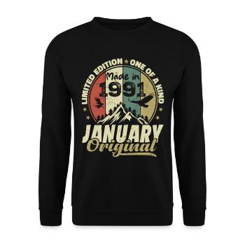 Birthday January 1991 - Original January 1991 - Unisex Sweatshirt - black - Front - Alina (178cm) & Michal (187cm)