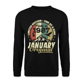 Anniversaire Janvier 1987 - Original Janvier 1987 - Sweat-shirt Unisexe - noir - Devant - Alina (178cm) & Michal (187cm)