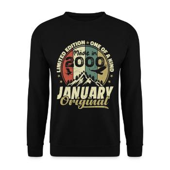 Birthday January 2000 - Original January 2000 - Unisex Sweatshirt - black - Front - Alina (178cm) & Michal (187cm)