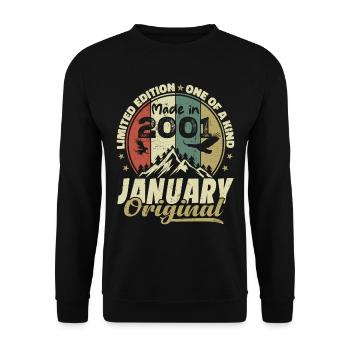 Birthday January 2001 - Original January 2001 - Unisex Sweatshirt - black - Front - Alina (178cm) & Michal (187cm)
