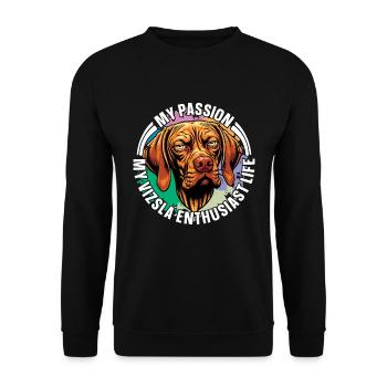 Vizsla Enthusiast Ma Passion Mon Vizsla Éleveur de Chiens - Sweat-shirt Unisexe - noir - Devant - Alina (178cm) & Michal (187cm)