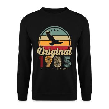 Original 1985 Vintage Cadeau d’anniversaire - Sweat-shirt Unisexe - noir - Devant - Alina (178cm) & Michal (187cm)