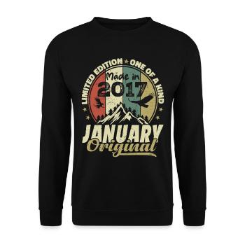 Geburtstag Januar 2017 - Original Januar 2017 - Unisex Pullover - Schwarz - Vorne - Alina (178cm) & Michal (187cm)