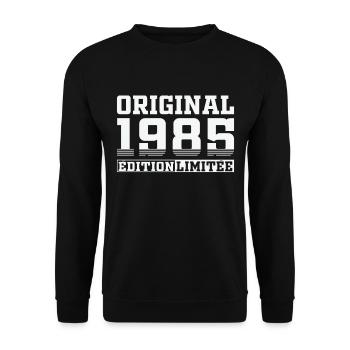 Original 1985 Vintage Cadeau d’anniversaire - Sweat-shirt Unisexe - noir - Devant - Alina (178cm) & Michal (187cm)