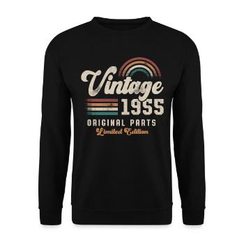 Vintage 1955 Birthday Retro - Unisex Sweatshirt - black - Front - Alina (178cm) & Michal (187cm)